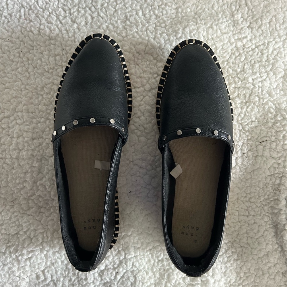 Black Studded Loafers